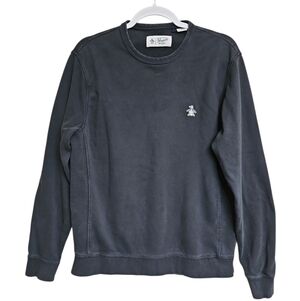 Penguin Original Sticker Pete Crew Neck Fleece Navy Blue Sweatshirt Sz M Mens